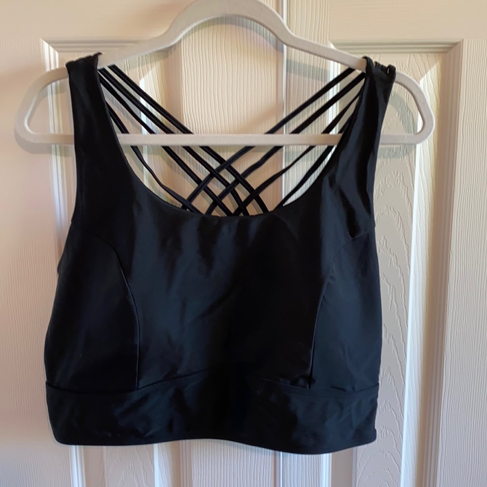 Cute black straps back bikini top